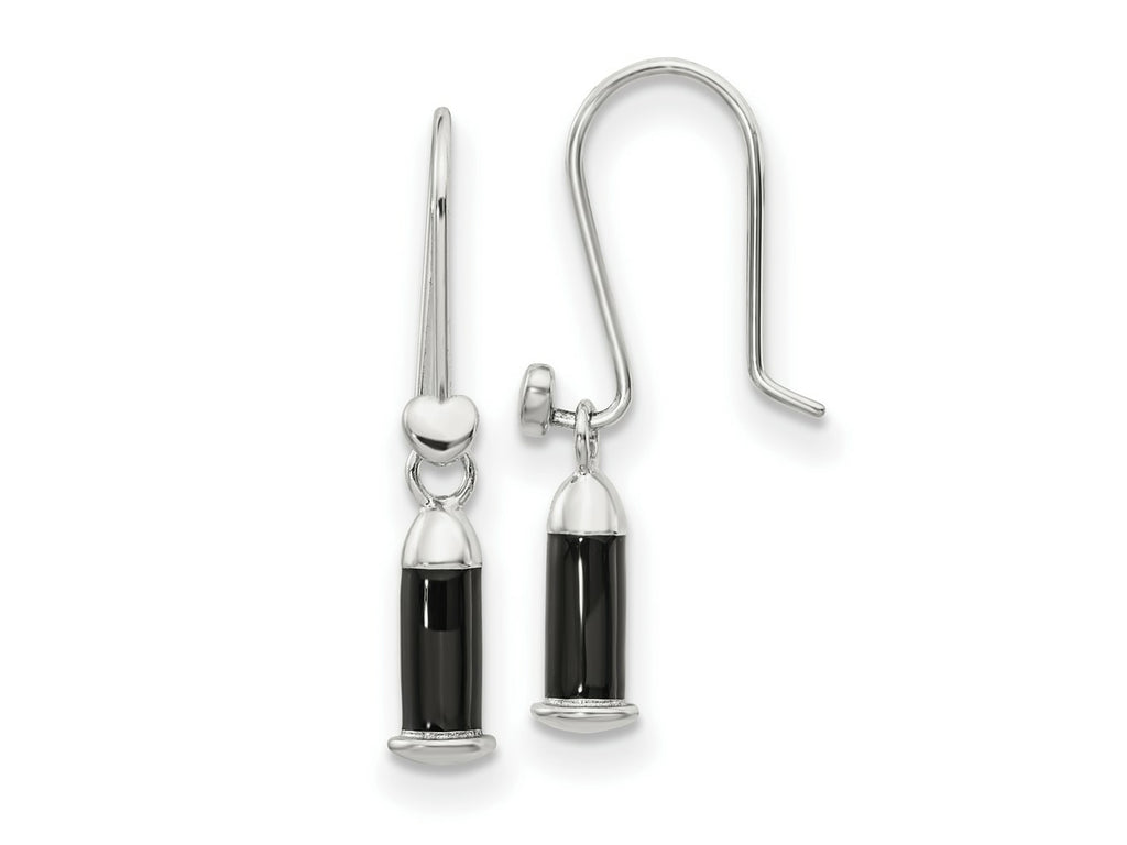 Reflections 925 Sterling Silver Rhodium Plated Enamel Heart Shepherd Hook Earrings