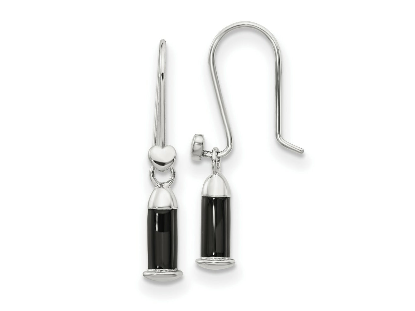 Reflections 925 Sterling Silver Rhodium Plated Enamel Heart Shepherd Hook Earrings