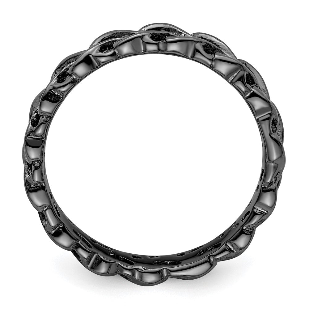 FJC Finejewelers 925 Sterling Silver Stackable Expressions Black Plated Carved Band / Ring