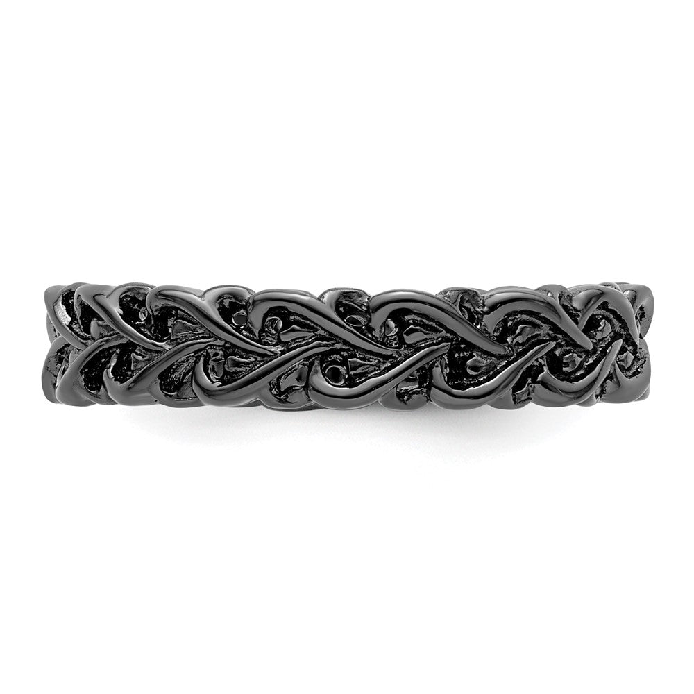 FJC Finejewelers 925 Sterling Silver Stackable Expressions Black Plated Carved Band / Ring
