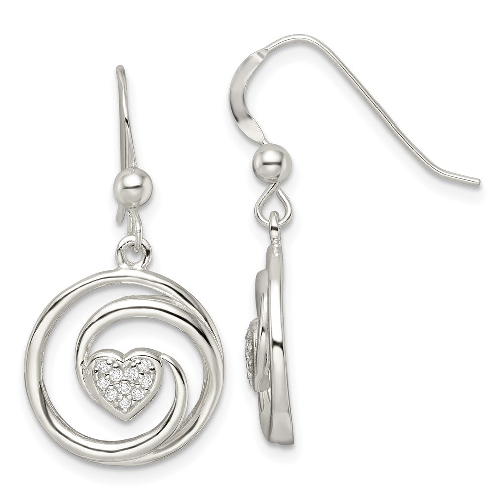 FJC Finejewelers 925 Sterling Silver CZ Heart in Circle Pendant and Earrings Set