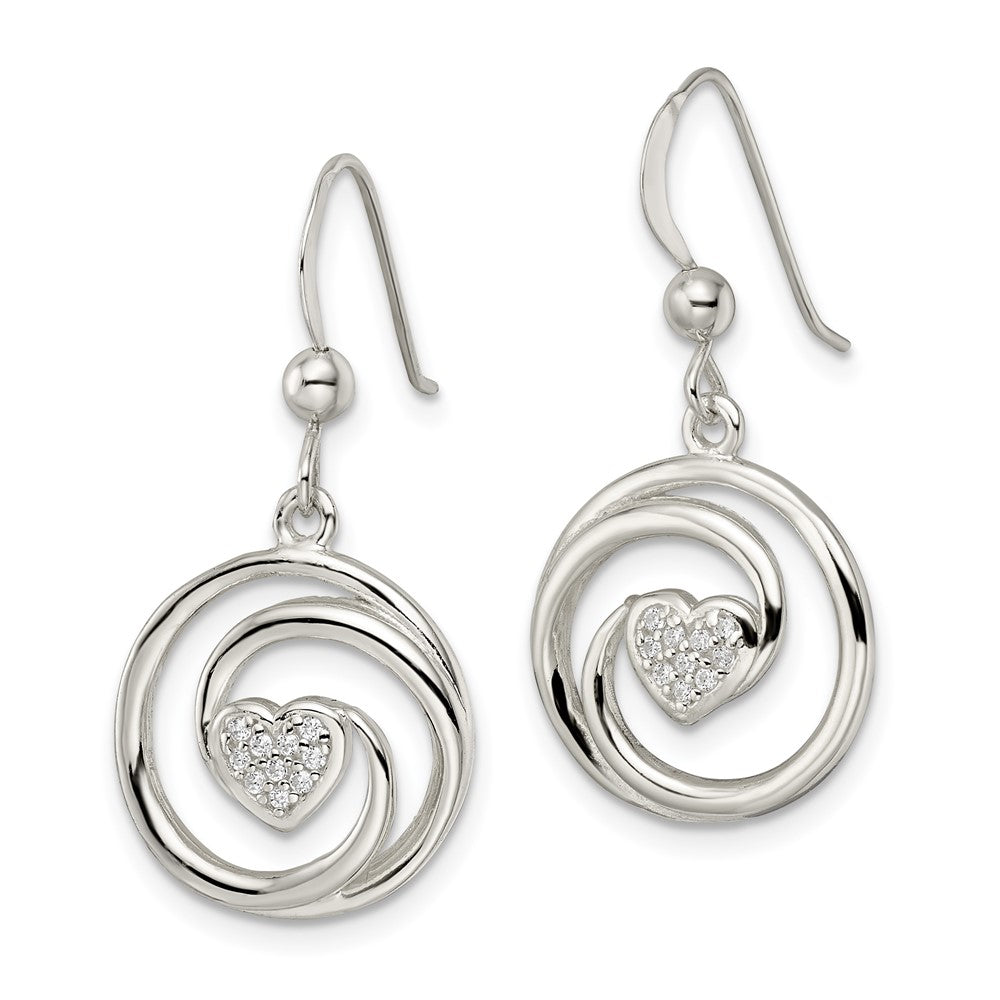 FJC Finejewelers 925 Sterling Silver CZ Heart in Circle Pendant and Earrings Set