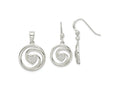 FJC Finejewelers 925 Sterling Silver CZ Heart in Circle Pendant and Earrings Set