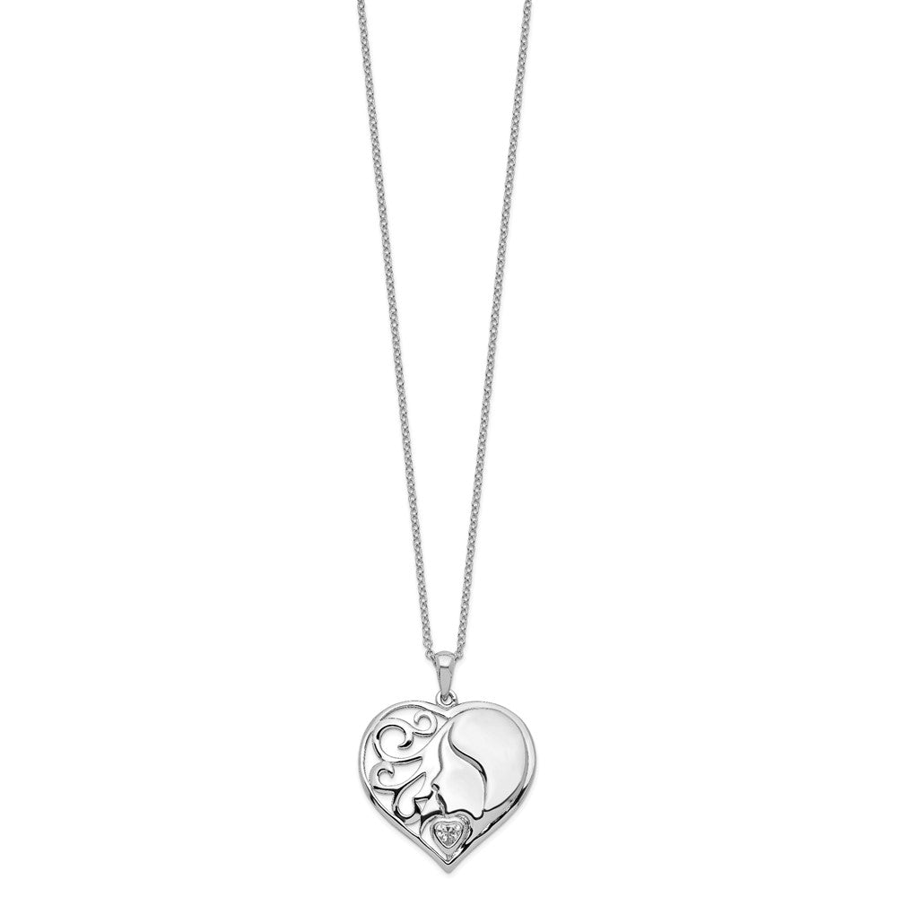 Sentimental Expressions 925 Sterling Silver CZ My Daughter My Hearts Treasure Necklace 18 Inches x 25 mm