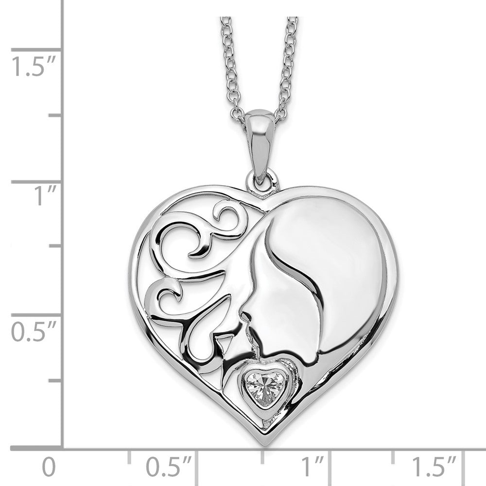 Sentimental Expressions 925 Sterling Silver CZ My Daughter My Hearts Treasure Necklace 18 Inches x 25 mm