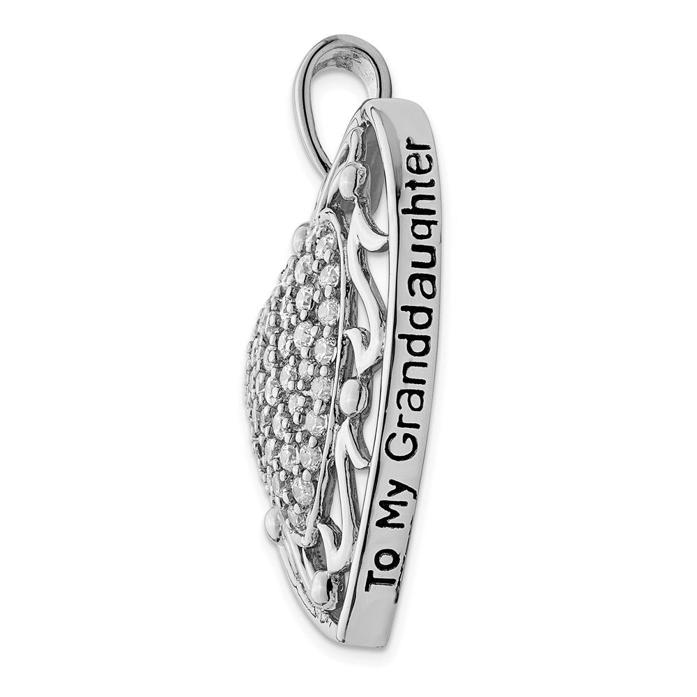 Sentimental Expressions 925 Sterling Silver Antiqued CZ My Granddaughter Heart Necklace 18 Inches x 22 mm