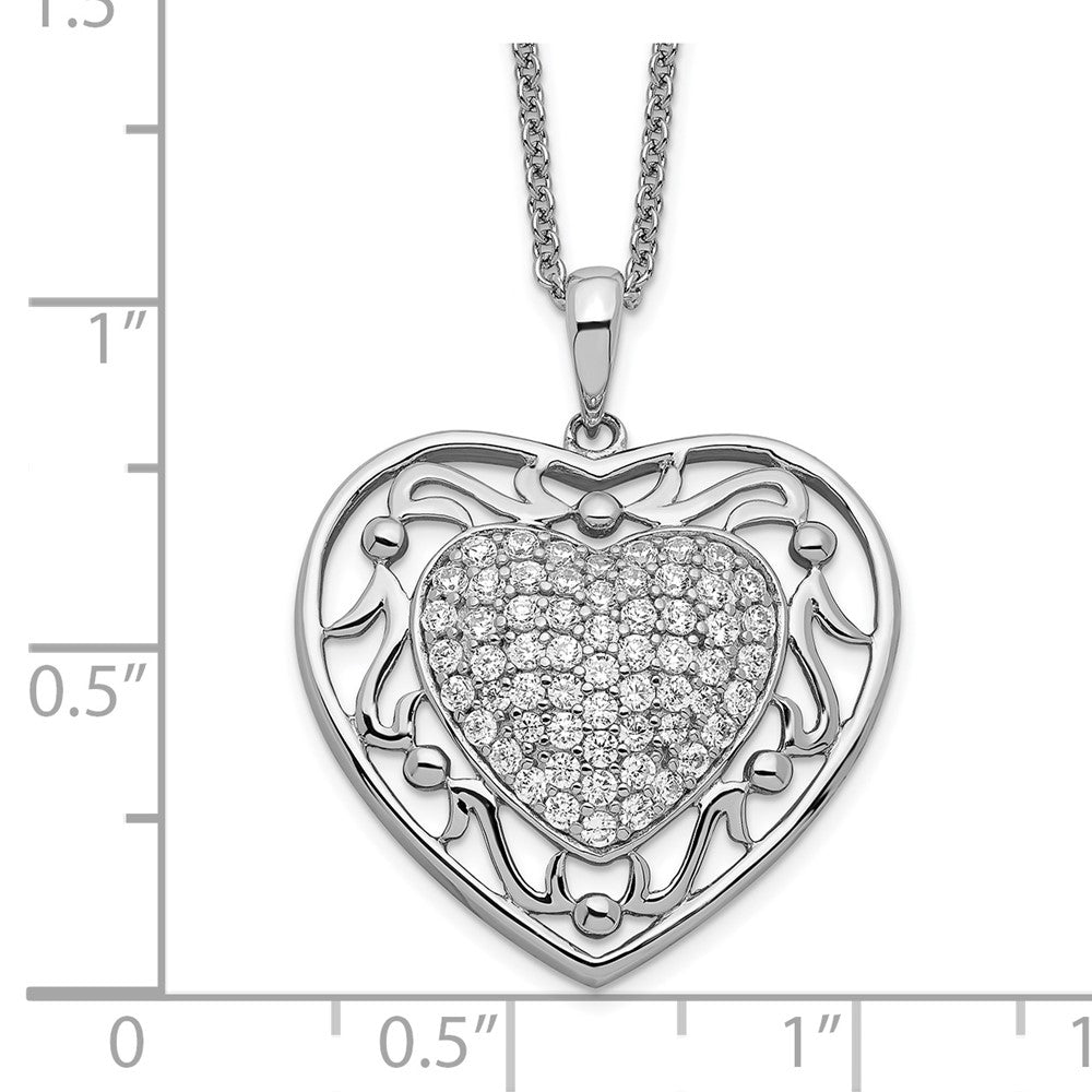 Sentimental Expressions 925 Sterling Silver Antiqued CZ My Granddaughter Heart Necklace 18 Inches x 22 mm
