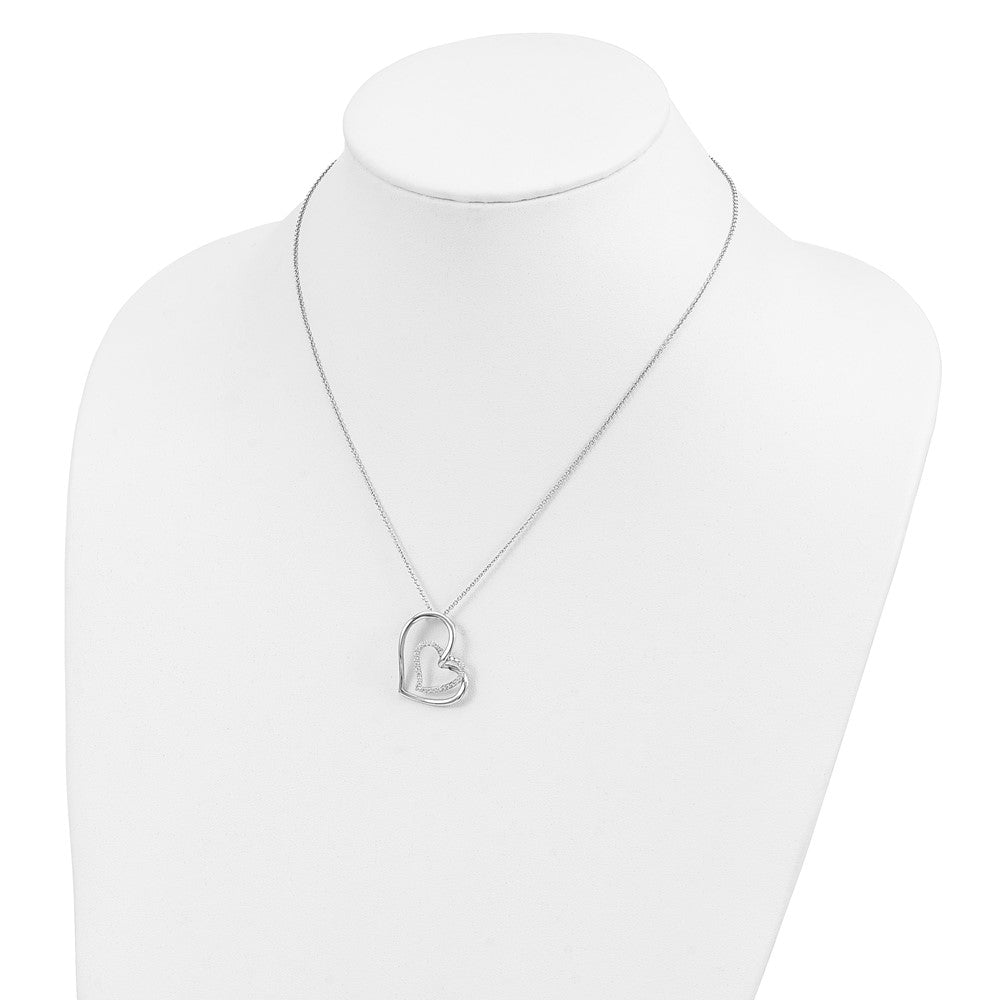 Sentimental Expressions 925 Sterling Silver CZ Thank You Mother Hearts Necklace 18 Inches x 22 mm