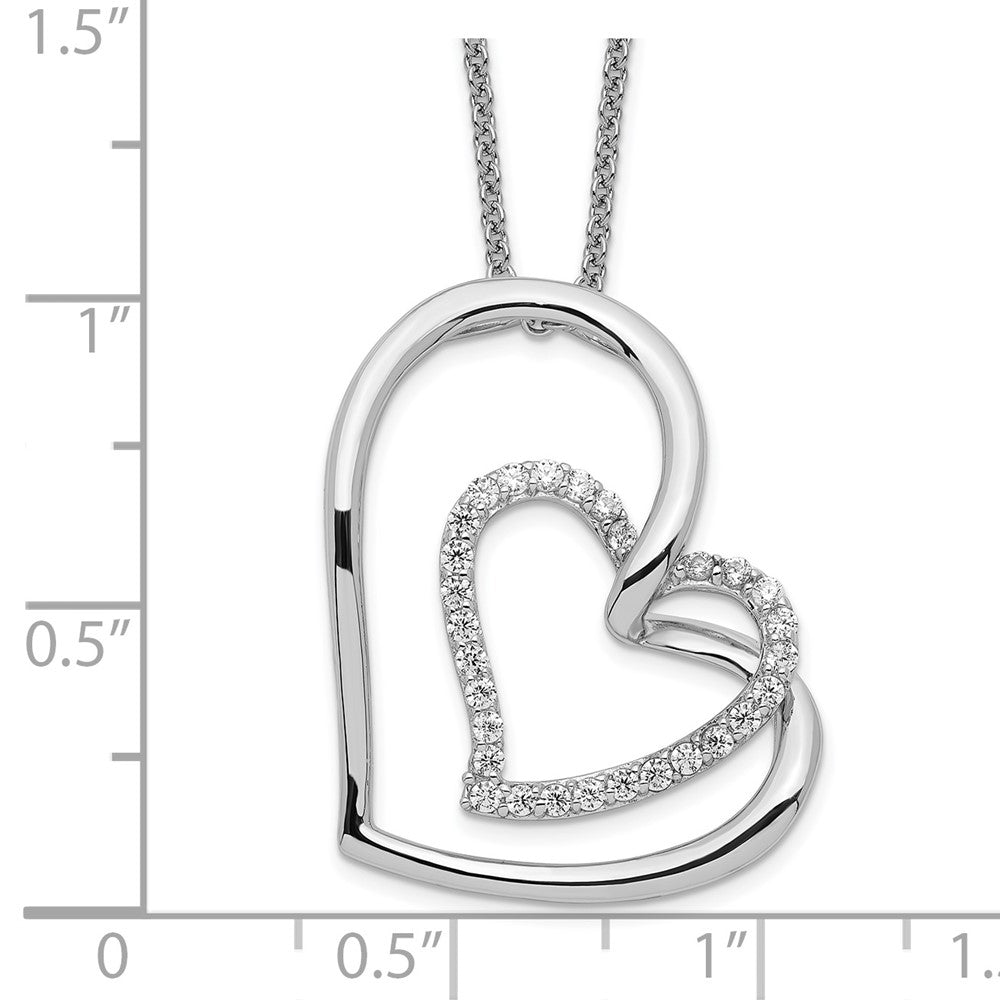 Sentimental Expressions 925 Sterling Silver CZ Thank You Mother Hearts Necklace 18 Inches x 22 mm