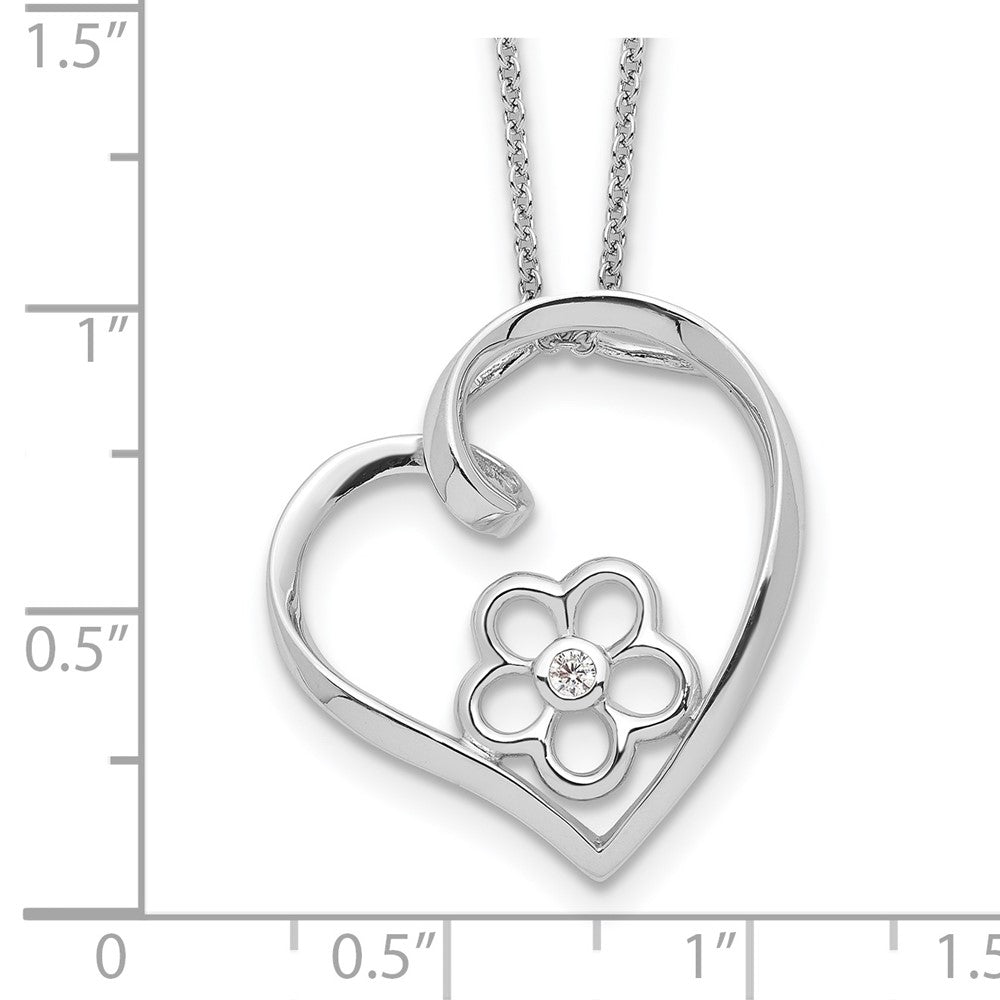 Sentimental Expressions 925 Sterling Silver CZ My Special Niece Flower in Heart Necklace 18 Inches x 22 mm