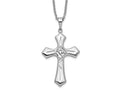 Sentimental Expressions 925 Sterling Silver  Antiqued Abide In Him 18in Cross Necklace 18 Inches x 19 mm