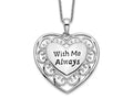 Sentimental Expressions 925 Sterling Silver d Antiqued With Me Always Heart Necklace 18 Inches x 25 mm