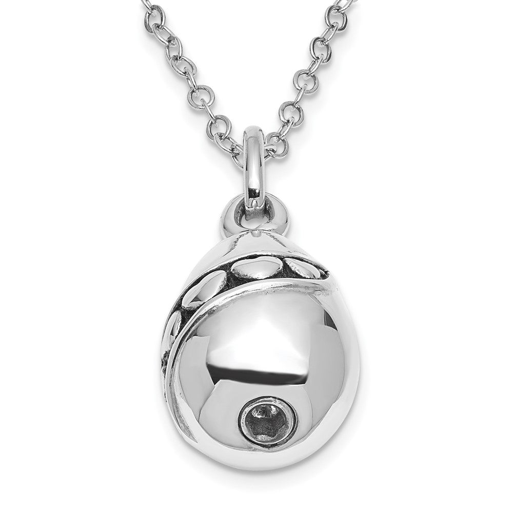 Sentimental Expressions 925 Sterling Silver Rhodium Antiqued Tear Of Love Ash Holder Necklace 18 Inches x 13 mm