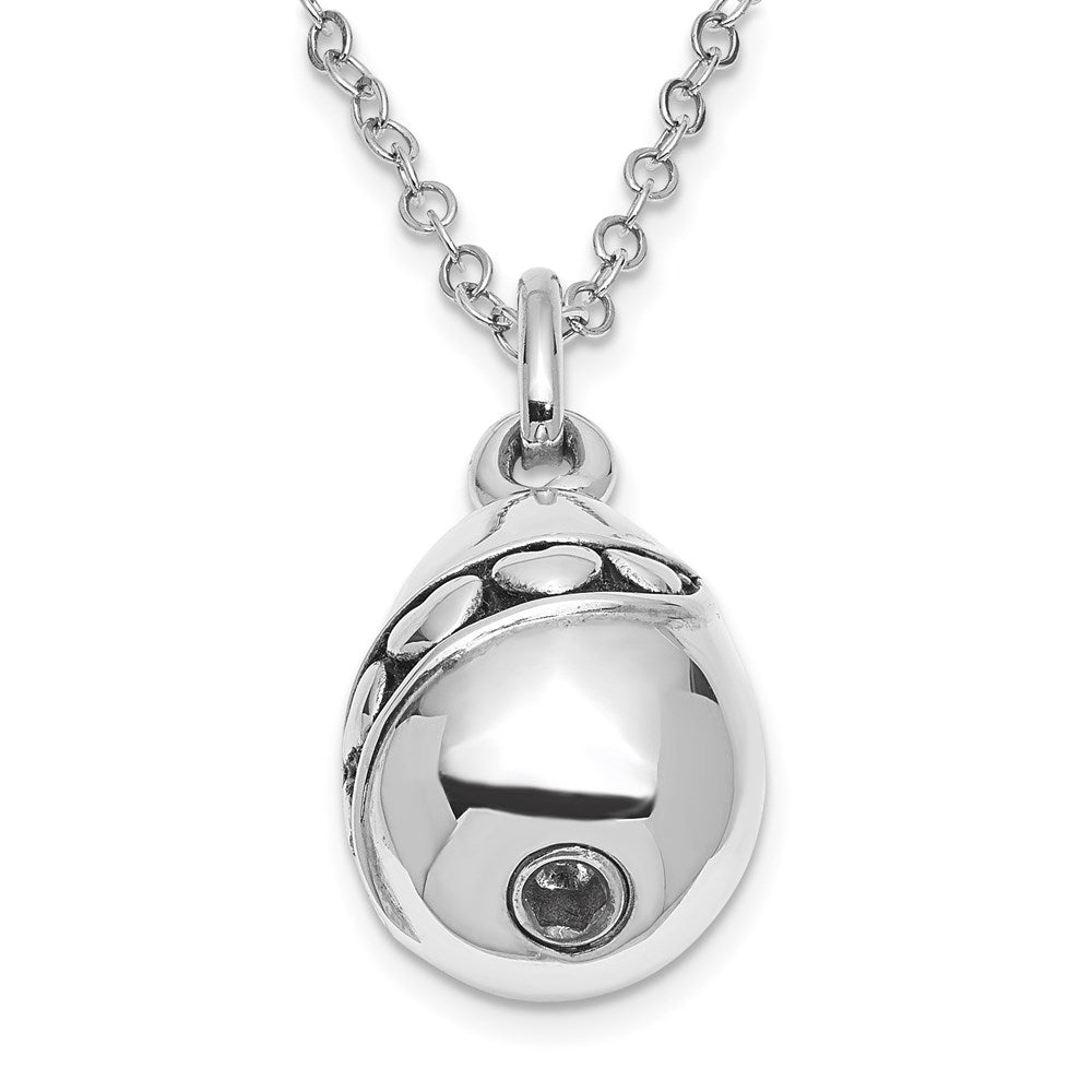 Sentimental Expressions 925 Sterling Silver Rhodium Antiqued Tear Of Love Ash Holder Necklace 18 Inches x 13 mm