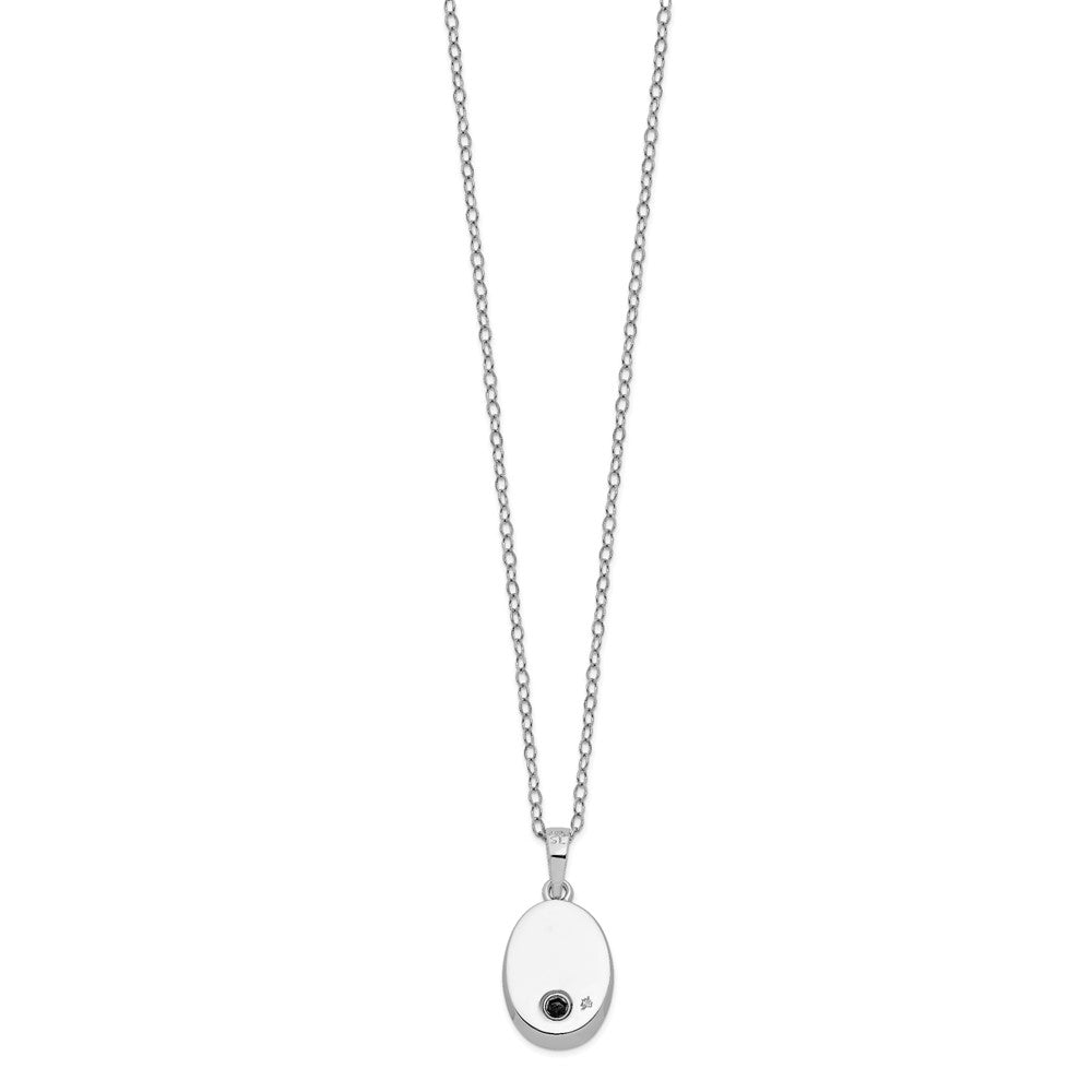 Sentimental Expressions 925 Sterling Silver  CZ Antiqued Flower Ash Holder 18in Necklace 13 mm