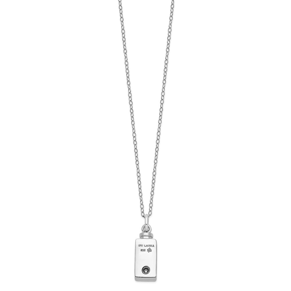 Sentimental Expressions 925 Sterling Silver Rhodium Antiqued Rectangle Cross Ash Holder 18in Necklace 10 mm