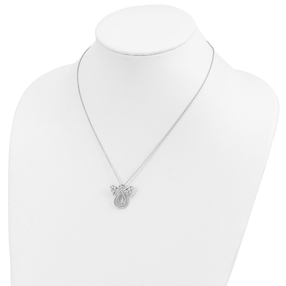 Sentimental Expressions 925 Sterling Silver  CZ Angel Of Comfort Necklace 18 Inches x 22 mm