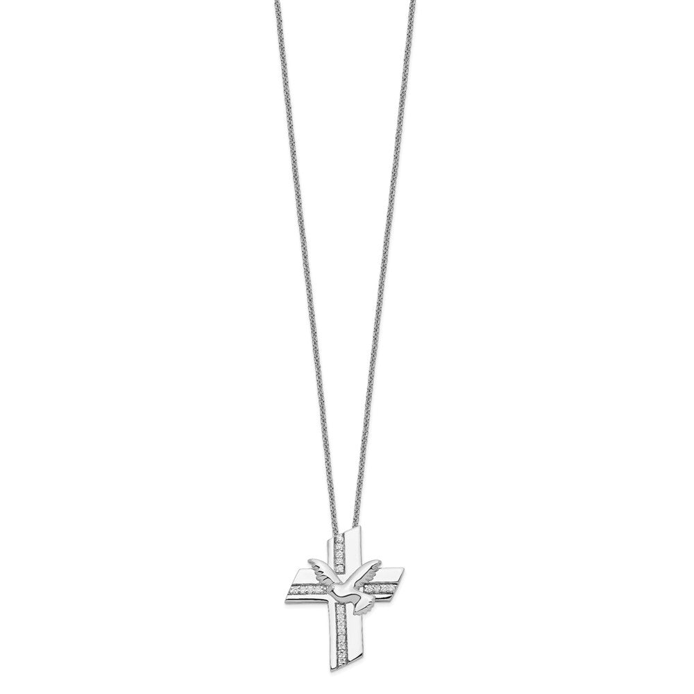 Sentimental Expressions 925 Sterling Silver  CZ Confirmation Blessings Necklace 18 Inches x 22 mm