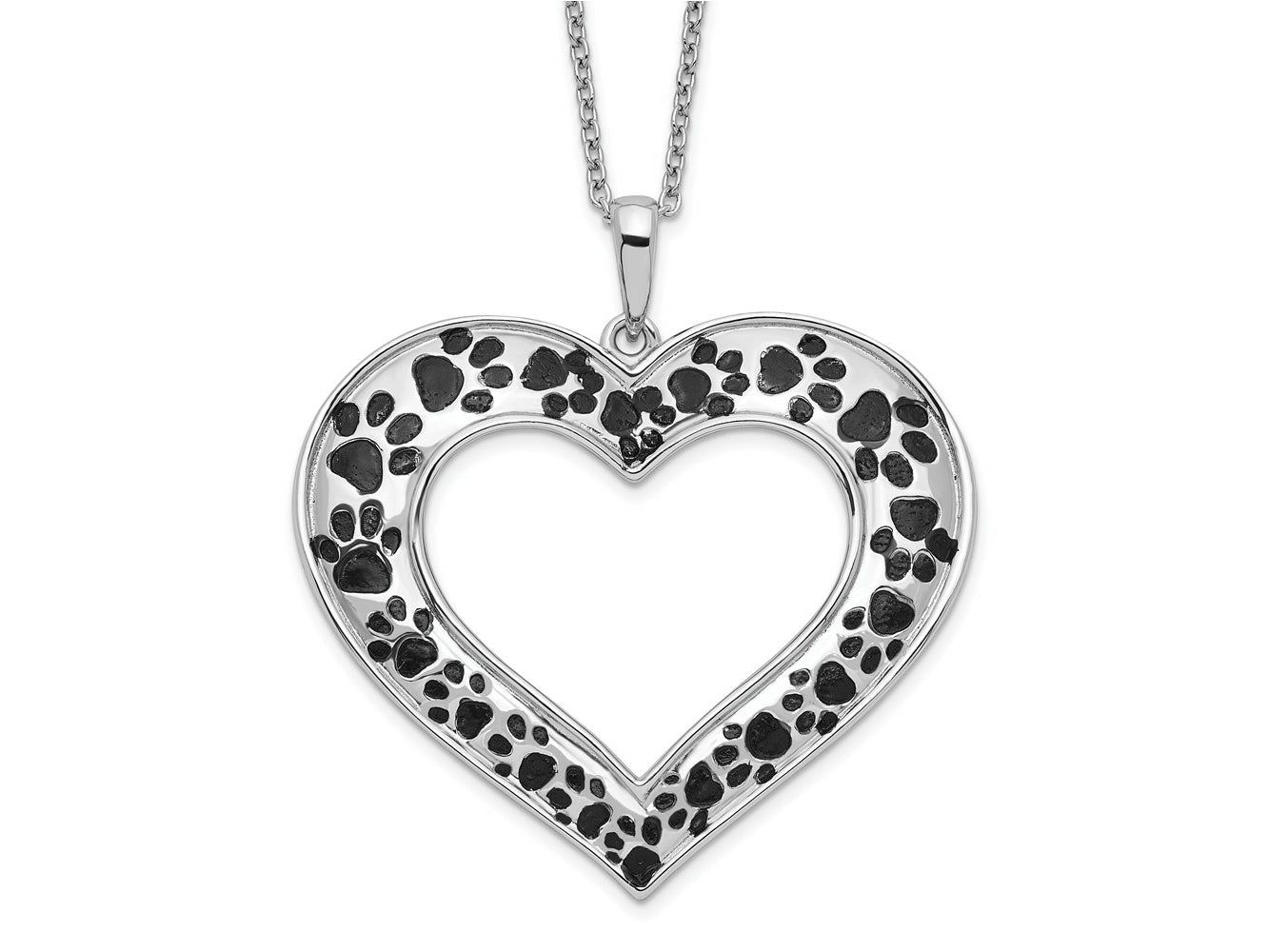 Sentimental Expressions 925 Sterling Silver  Antiqued Animal Lover Necklace 18 Inches x 33 mm