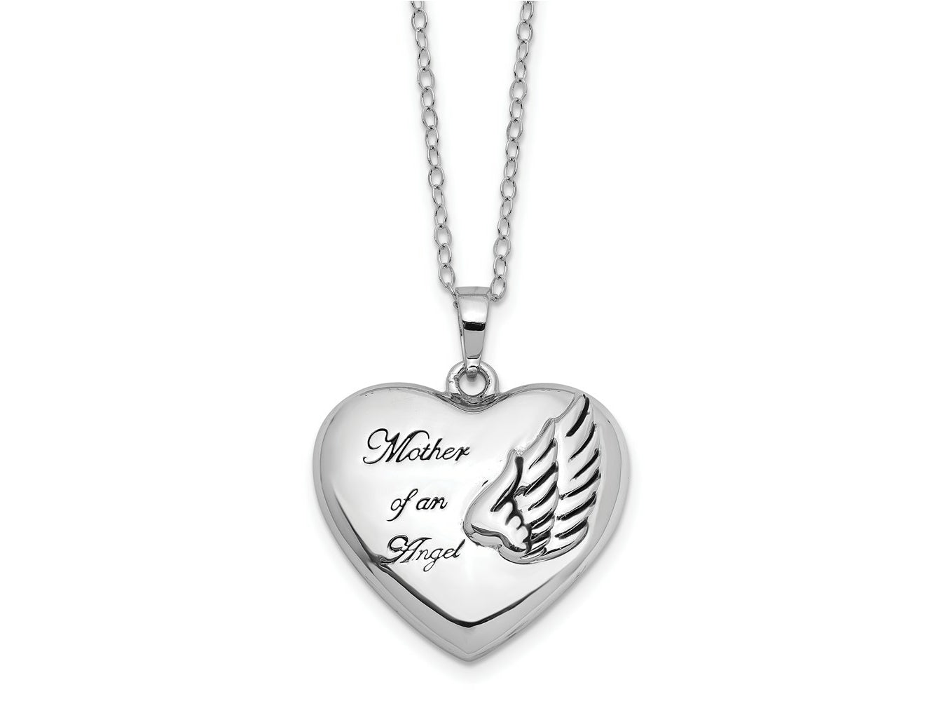 Sentimental Expressions 925 Sterling Silver Cable Mother of an Angel Ash Holder Necklace 18 Inches x 28 mm