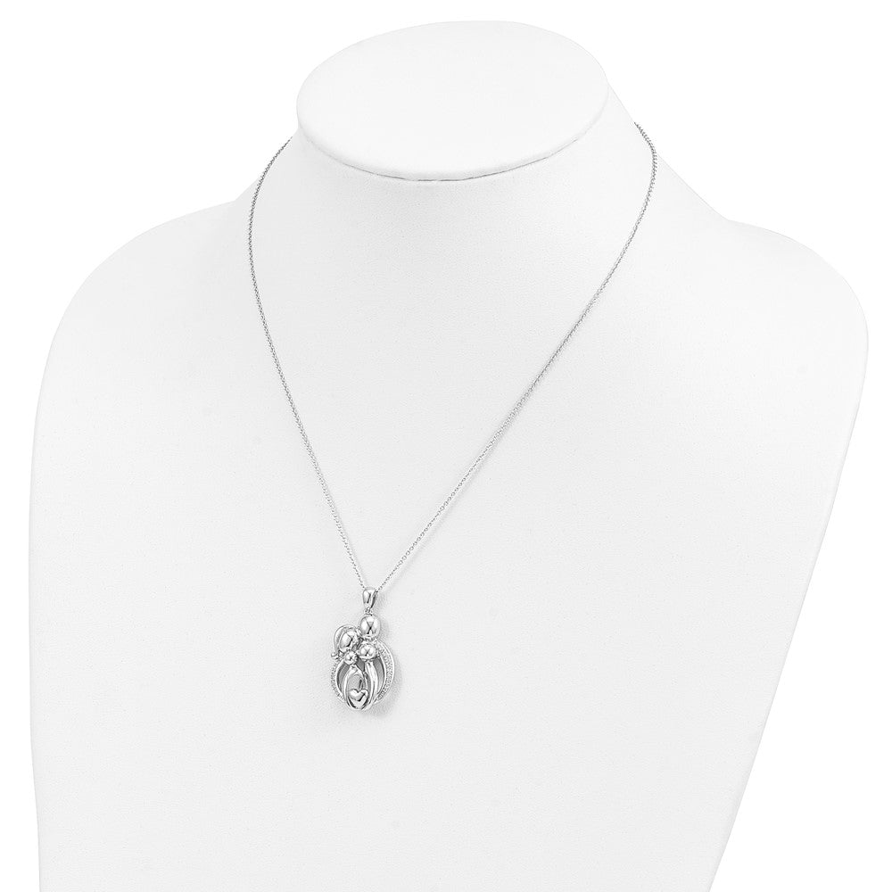 Sentimental Expressions 925 Sterling Silver  CZ Family of 4 Gathering 18in. Necklace 18 Inches x 20 mm