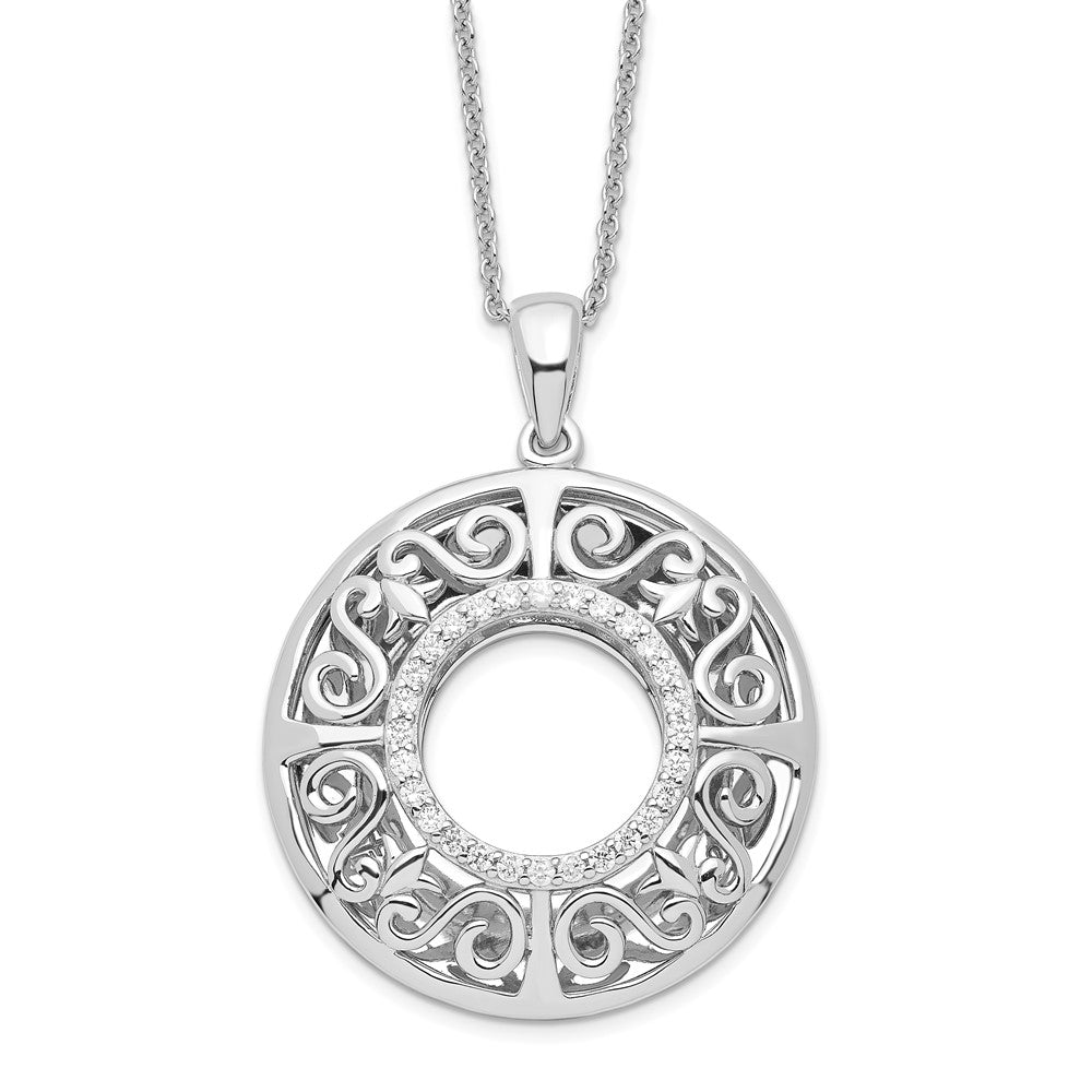 Sentimental Expressions 925 Sterling Silver CZ I Love You More Grandma Necklace 18 Inches x 26 mm