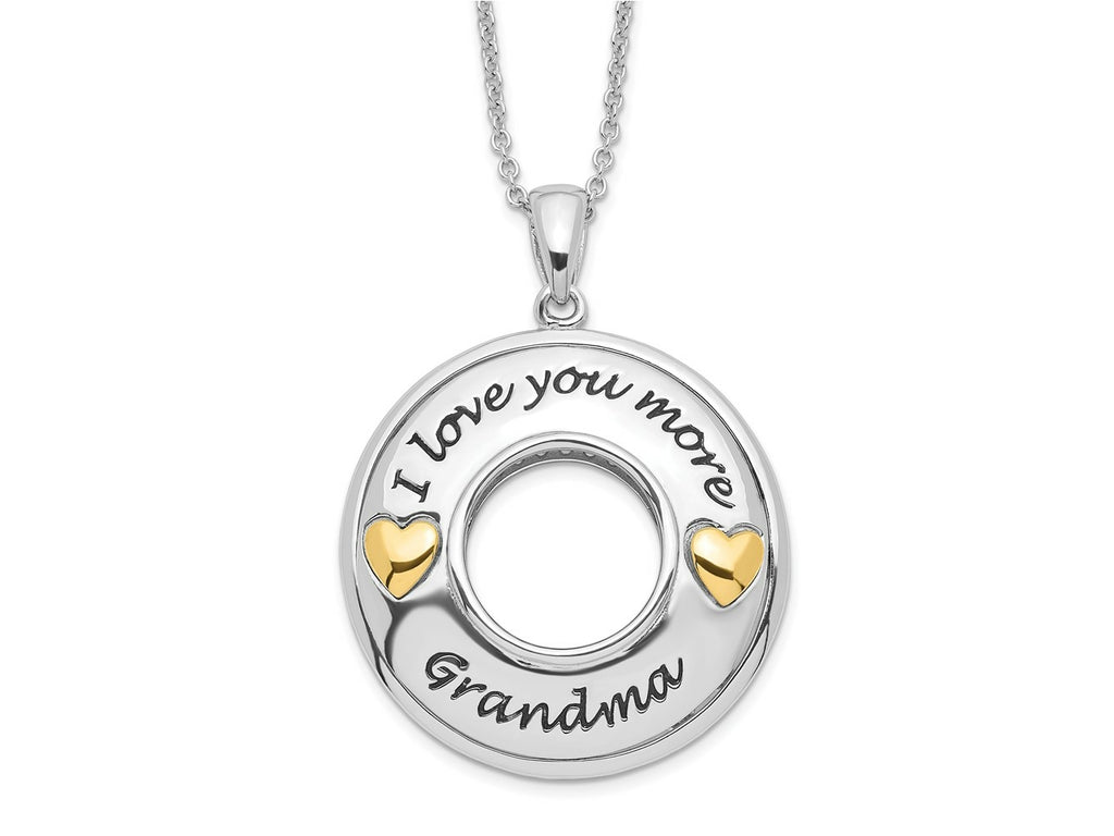 Sentimental Expressions 925 Sterling Silver CZ I Love You More Grandma Necklace 18 Inches x 26 mm
