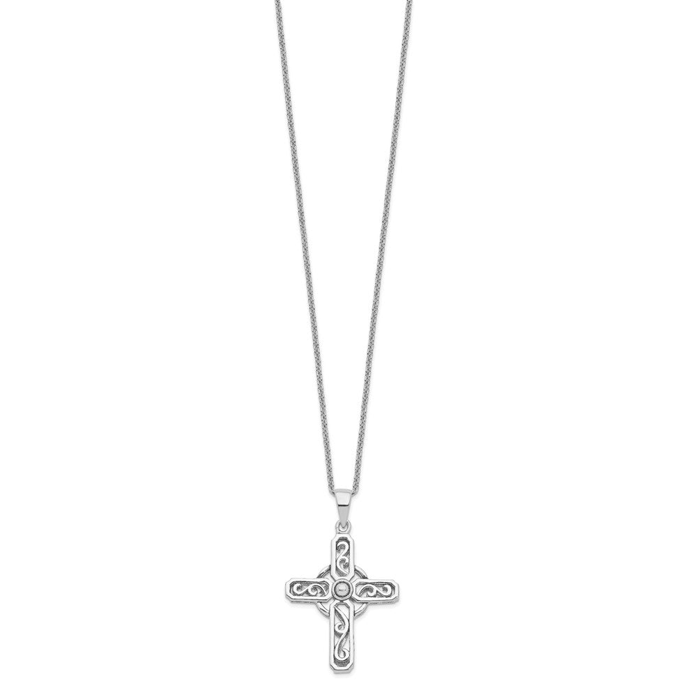 Sentimental Expressions 925 Sterling Silver Cable  Prayer Cross 18in Necklace 18 Inches x 21 mm