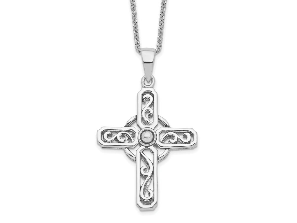 Sentimental Expressions 925 Sterling Silver Cable  Prayer Cross 18in Necklace 18 Inches x 21 mm