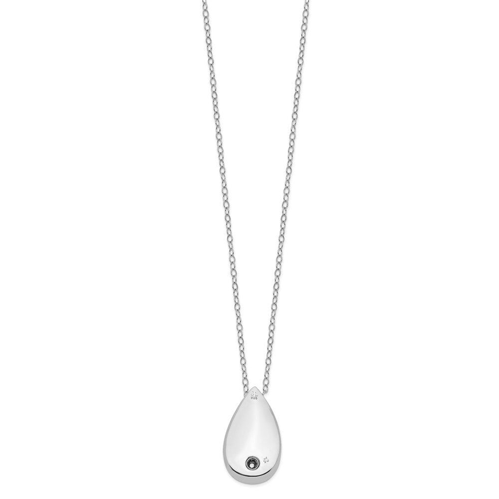 Sentimental Expressions 925 Sterling Silver Rhodium Plated Antiqued Teardrop Ash Holder Necklace 15 mm