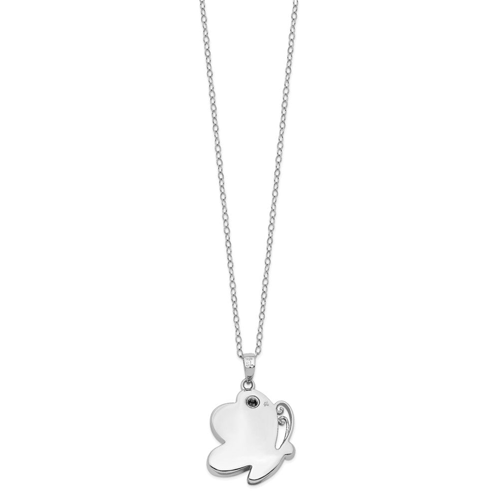Sentimental Expressions 925 Sterling Silver Rhodium Plated Antiqued Butterfly Ash Holder Necklace 23 mm
