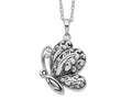 Sentimental Expressions 925 Sterling Silver Rhodium Plated Antiqued Butterfly Ash Holder Necklace 23 mm
