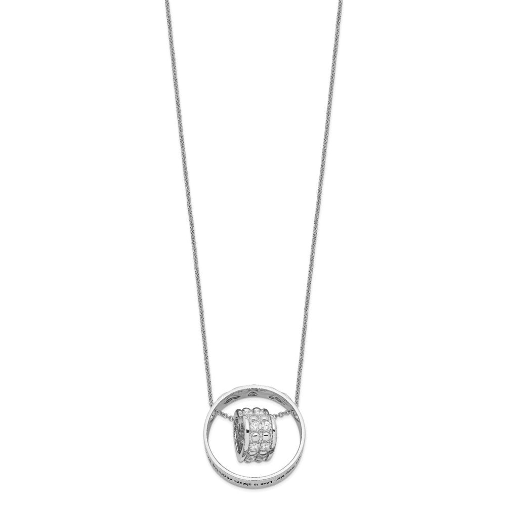Sentimental Expressions 925 Sterling Silver Fancy CZ Antiqued Mother and Daughter Necklace 18 Inches x 25 mm