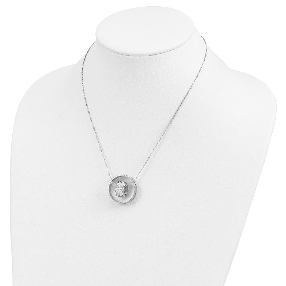 Sentimental Expressions 925 Sterling Silver Fancy CZ Antiqued Mother and Daughter Necklace 18 Inches x 25 mm