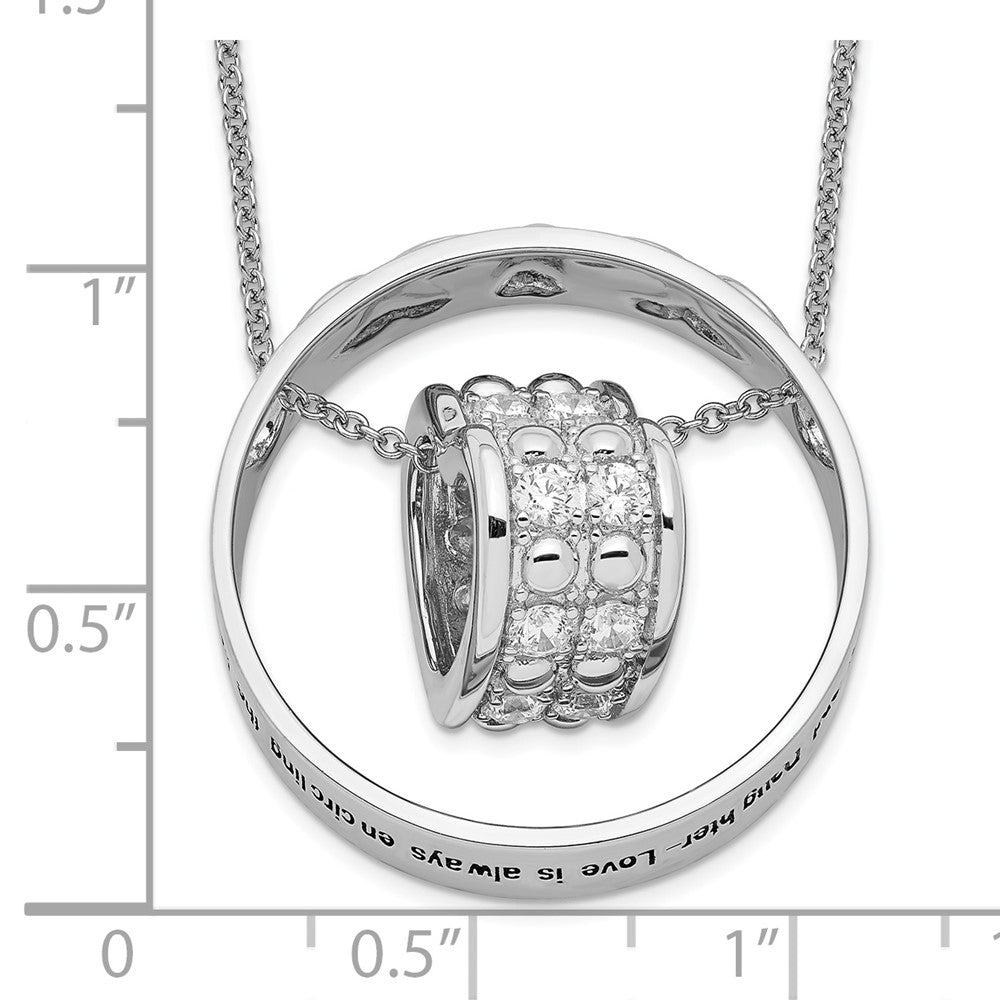 Sentimental Expressions 925 Sterling Silver Fancy CZ Antiqued Mother and Daughter Necklace 18 Inches x 25 mm