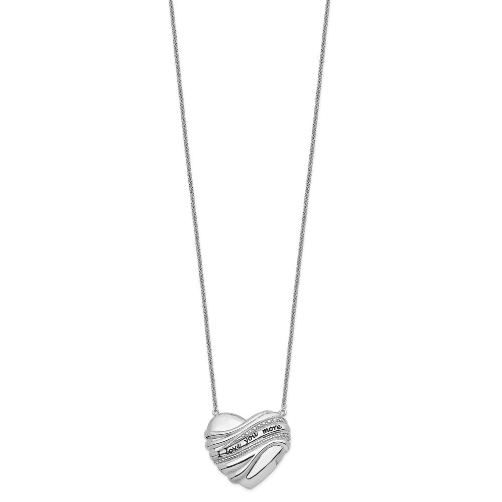 Sentimental Expressions 925 Sterling Silver  Antiqued I Love You More Necklace 18 Inches x 21 mm