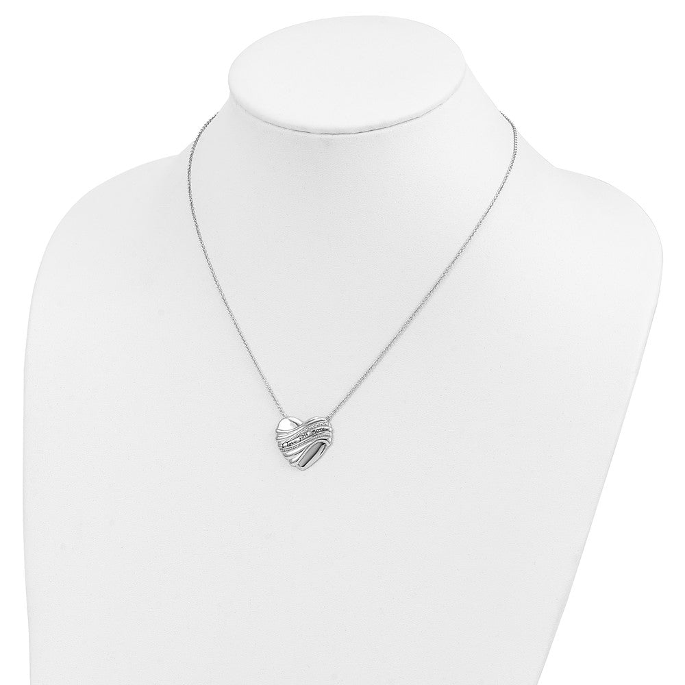 Sentimental Expressions 925 Sterling Silver  Antiqued I Love You More Necklace 18 Inches x 21 mm