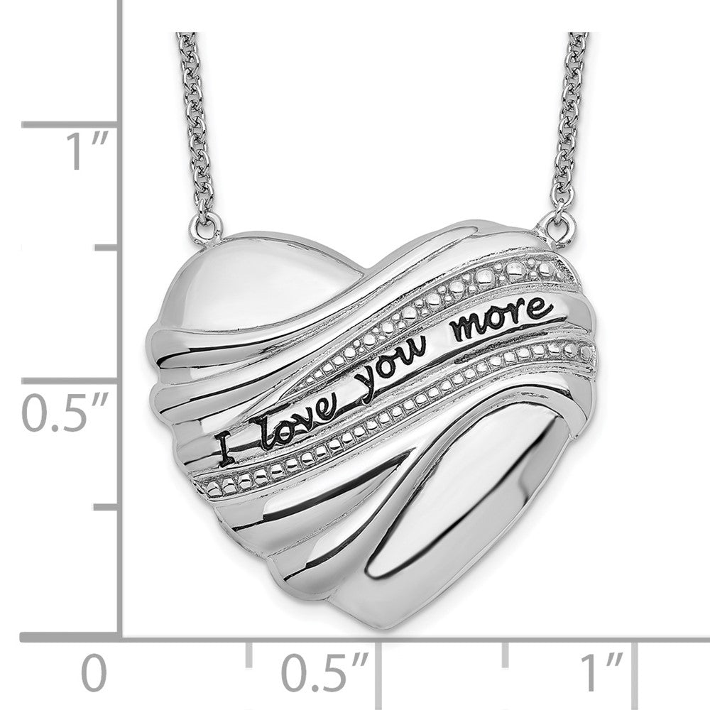 Sentimental Expressions 925 Sterling Silver  Antiqued I Love You More Necklace 18 Inches x 21 mm