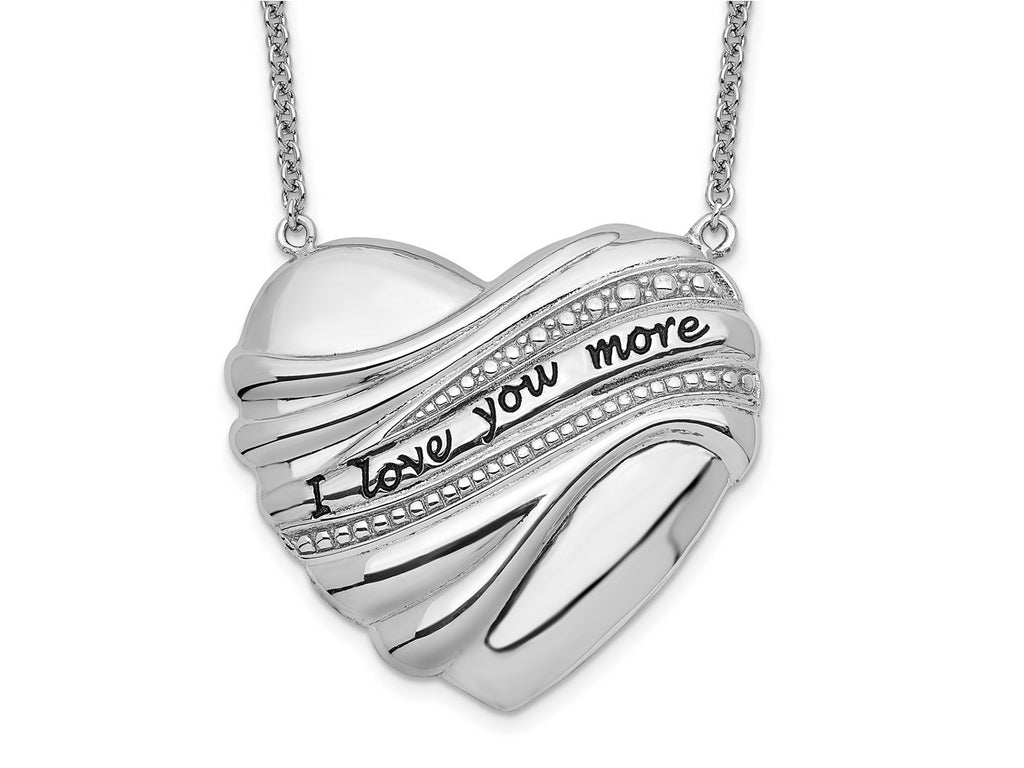 Sentimental Expressions 925 Sterling Silver  Antiqued I Love You More Necklace 18 Inches x 21 mm