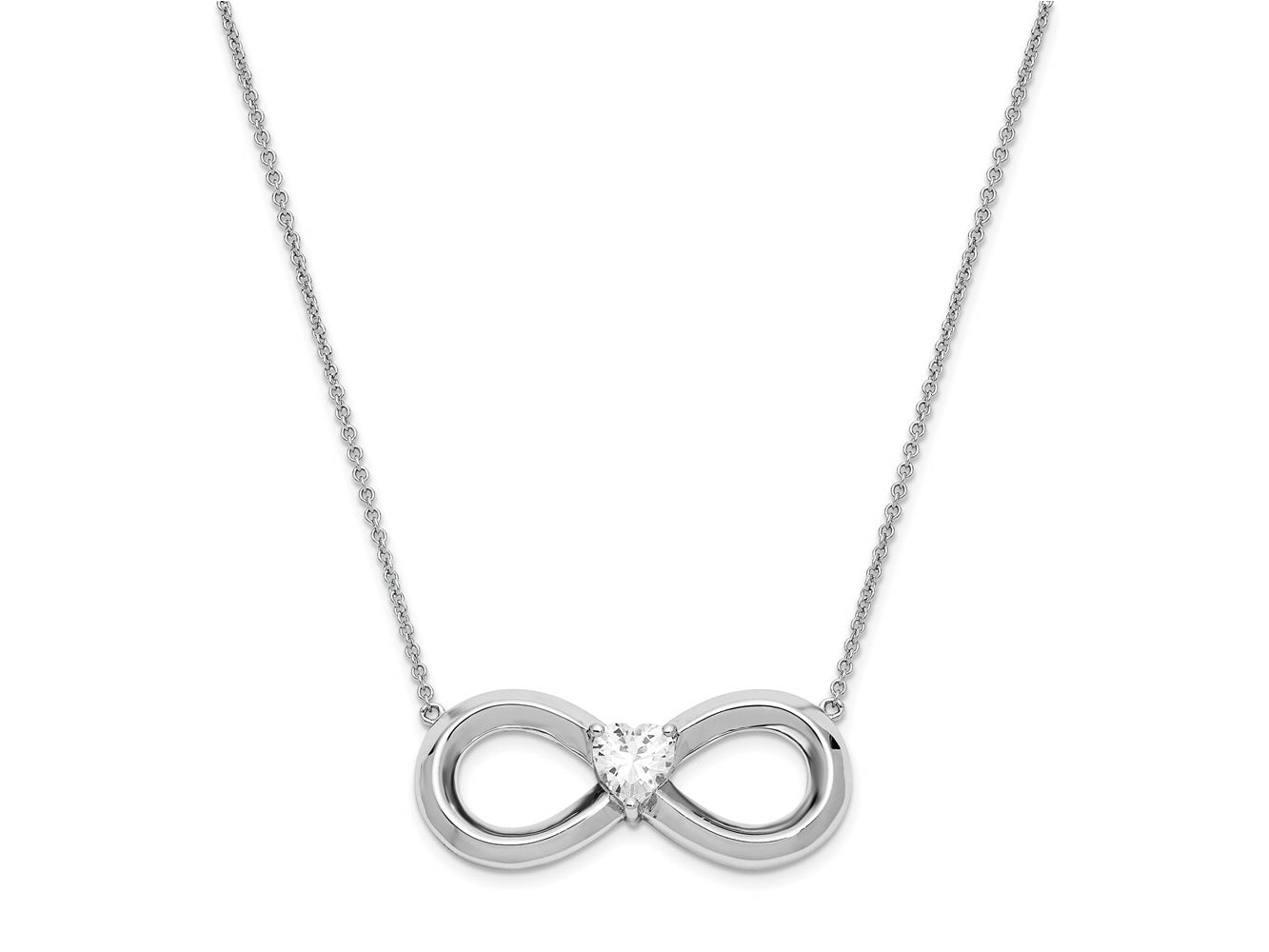Sentimental Expressions 925 Sterling Silver CZ Antiqued Forever Necklace 19 Inches x 32 mm