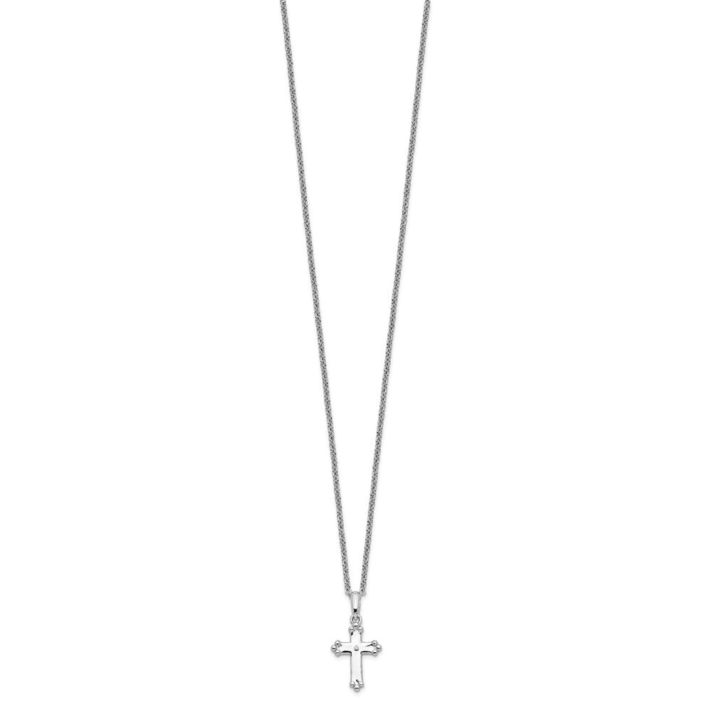 Sentimental Expressions 925 Sterling Silver Cable  CZ Believe Big Necklace 14 Inches x 9 mm