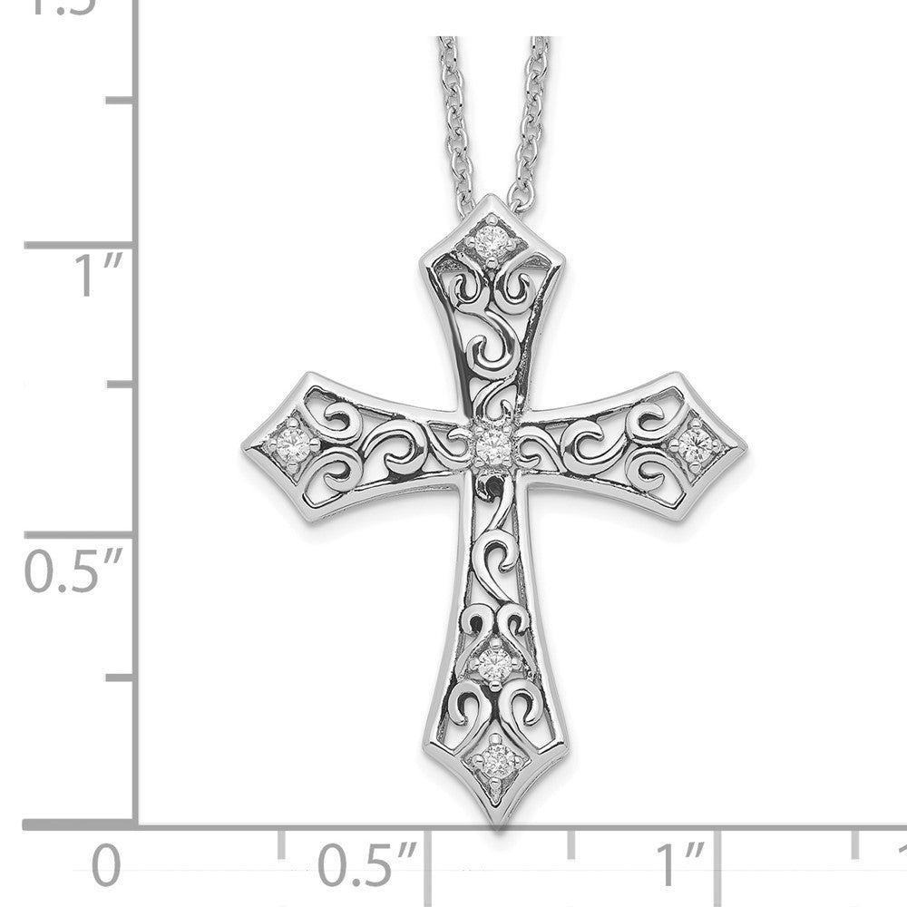 Sentimental Expressions 925 Sterling Silver Rhodium Plated CZ I Still Believe Necklace 18 Inches x 22 mm
