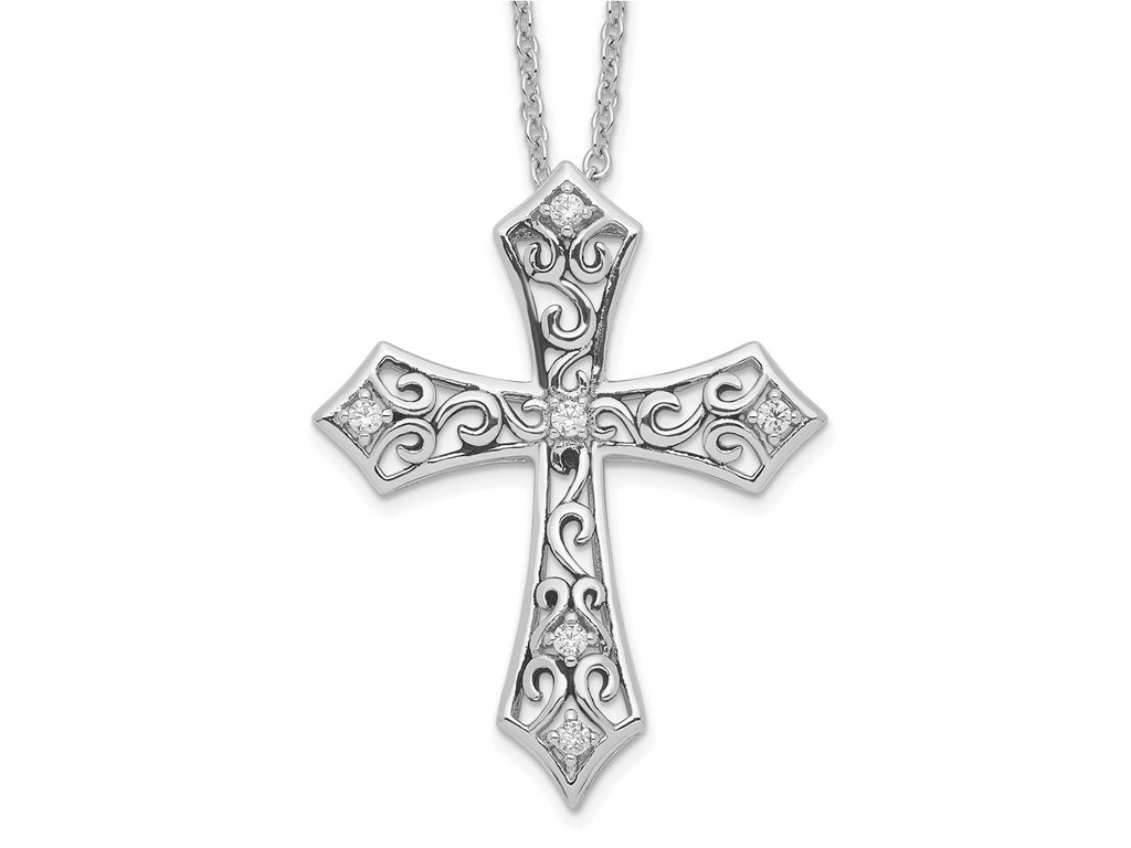 Sentimental Expressions 925 Sterling Silver Rhodium Plated CZ I Still Believe Necklace 18 Inches x 22 mm