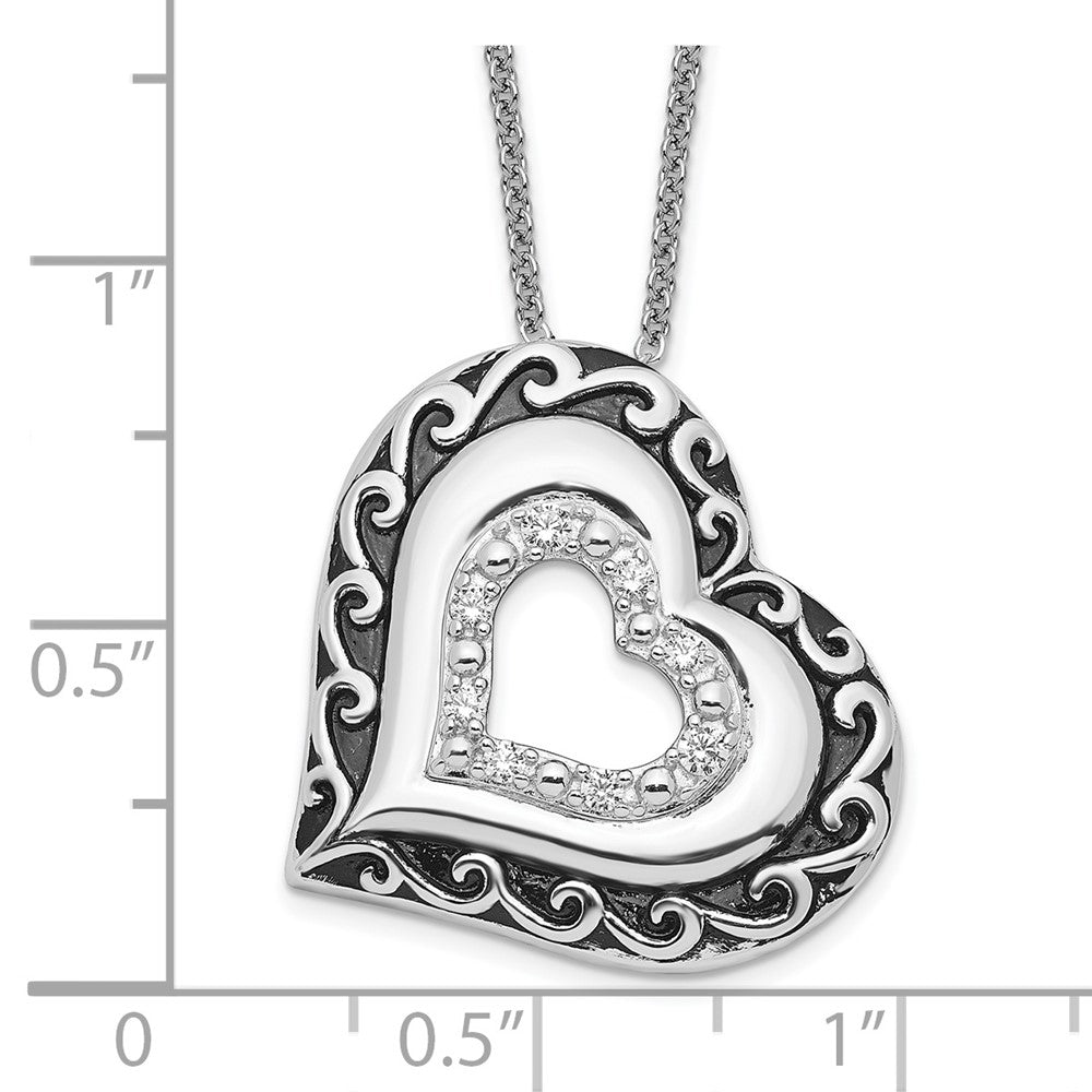 Sentimental Expressions 925 Sterling Silver CZ Antiqued Mother Of the Bride Necklace 18 Inches x 25 mm