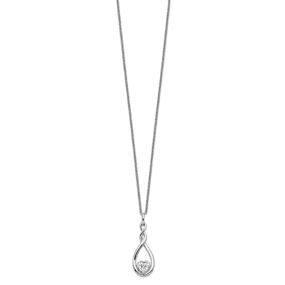Sentimental Expressions 925 Sterling Silver Rhodium Plated CZ Love You Forever Necklace 18 Inches x 13 mm