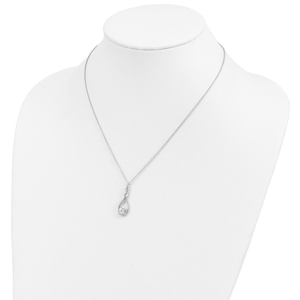 Sentimental Expressions 925 Sterling Silver Rhodium Plated CZ Love You Forever Necklace 18 Inches x 13 mm