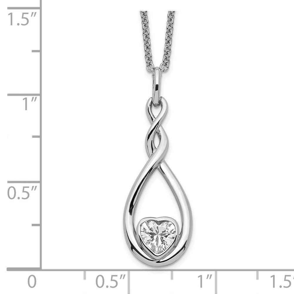 Sentimental Expressions 925 Sterling Silver Rhodium Plated CZ Love You Forever Necklace 18 Inches x 13 mm