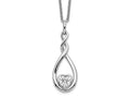 Sentimental Expressions 925 Sterling Silver Rhodium Plated CZ Love You Forever Necklace 18 Inches x 13 mm