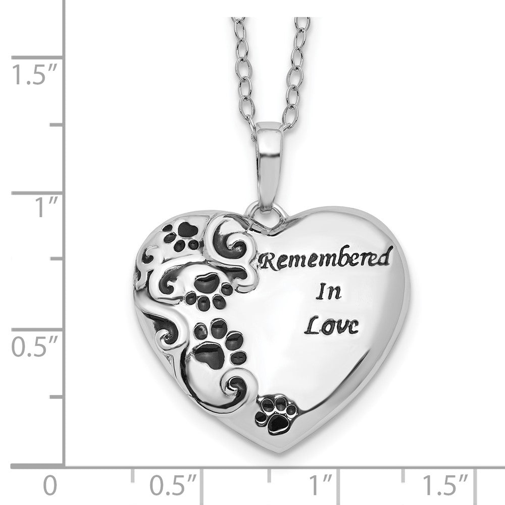 Sentimental Expressions 925 Sterling Silver d Antiqued Remembered in Love Pet Necklace 18 Inches x 25 mm