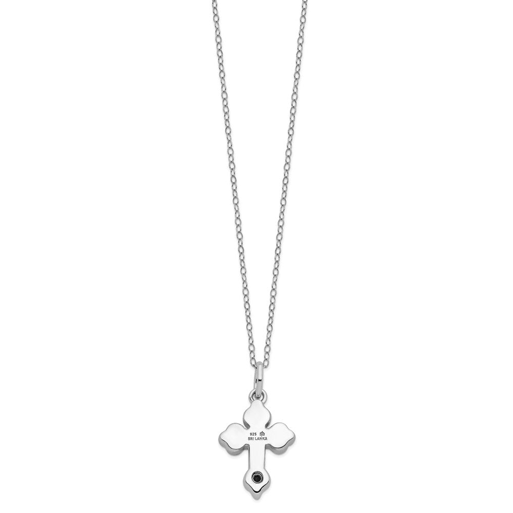 Sentimental Expressions 925 Sterling Silver Cable Rhodium Matted Cross Ash Holder 18in. Necklace 18 Inches x 19 mm